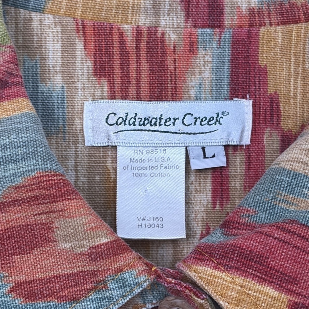 Coldwater Creek | Southwest Multicolor Abstract 100% Cotton Button Up Jacket L - Picture 6 of 17